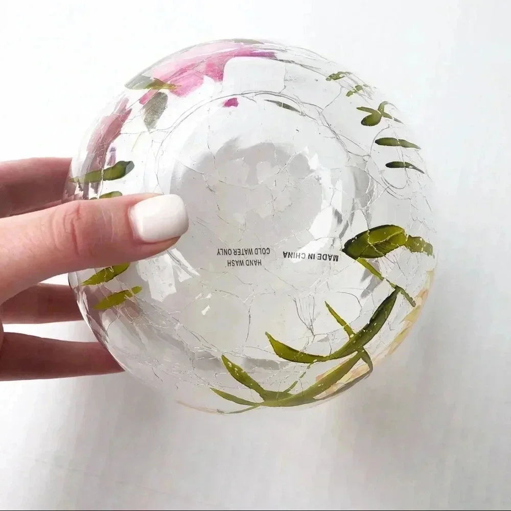 Handpainted Floral Glass Bowl